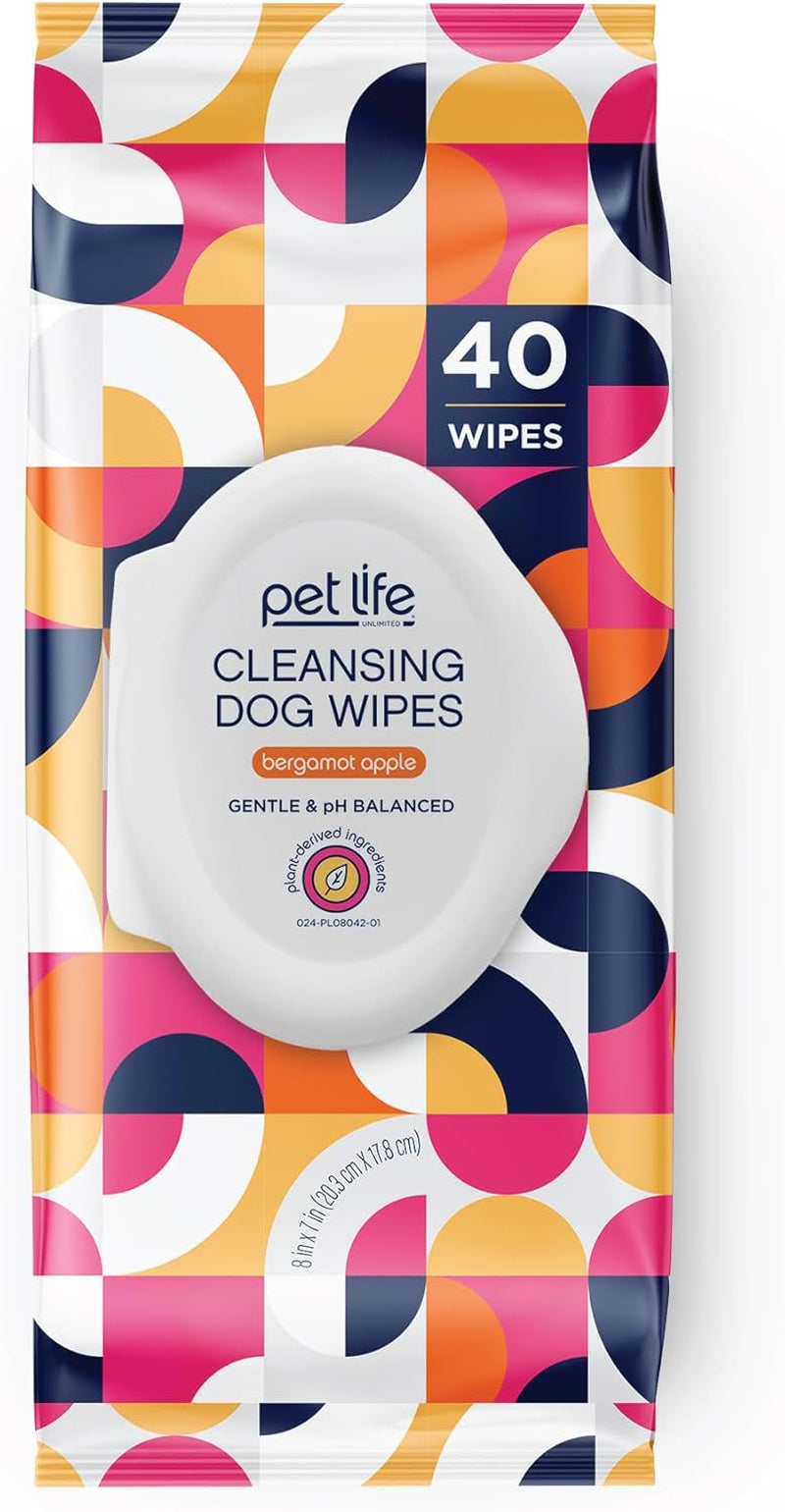 Wipes for Dogs, 40Ct, Hypoallergenic, Bergamot Apple Scent, Sensitive Skin Grooming Wipes for Paws, Body & Butt, Plant-Based, Moisturizing with Aloe & Calendula, USA Made (1 Pack)