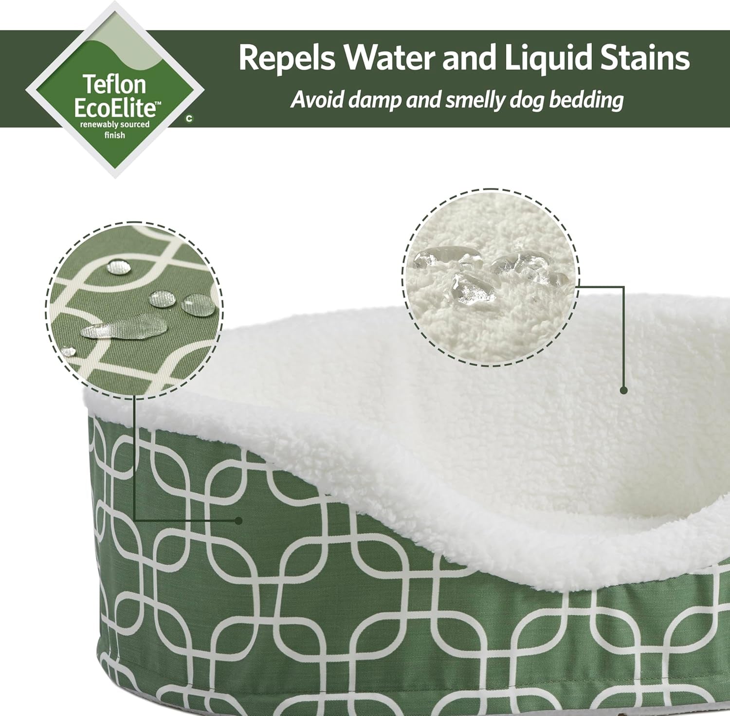 Orthoperdic Egg-Crate Nesting Pet Bed W/ Teflon Fabric Protector, Large Green
