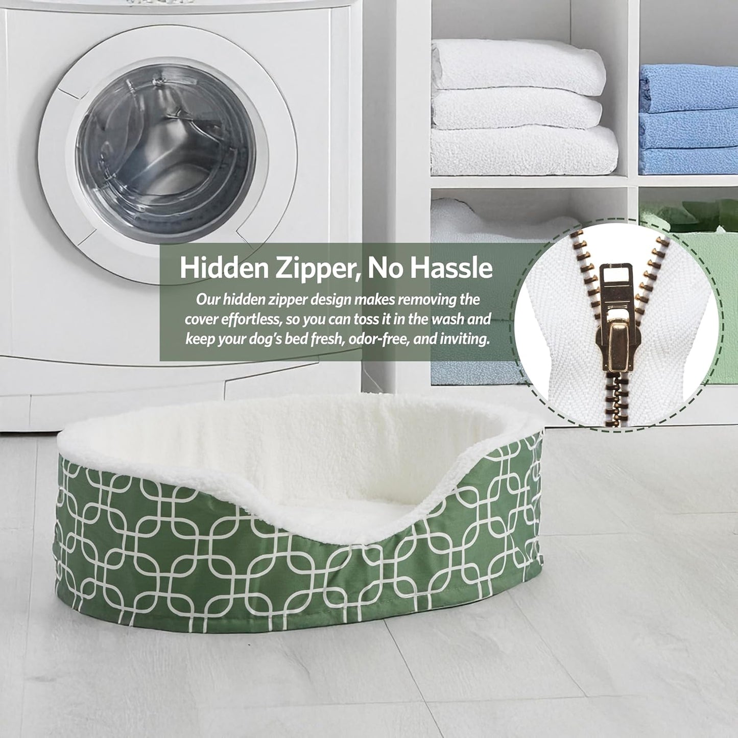 Orthoperdic Egg-Crate Nesting Pet Bed W/ Teflon Fabric Protector, Large Green