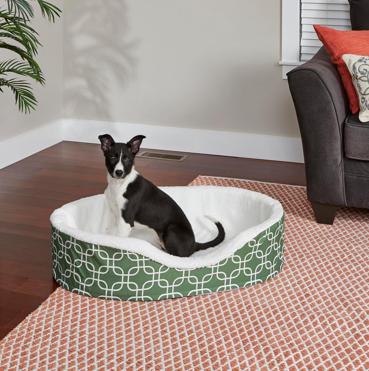 Orthoperdic Egg-Crate Nesting Pet Bed W/ Teflon Fabric Protector, Large Green