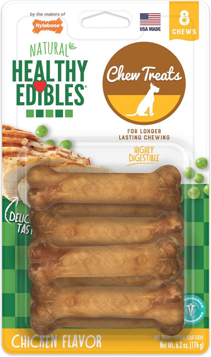 Healthy Edibles Natural Dog Chews Long Lasting Chicken Flavor Treats for Dogs, X-Small/Petite (8 Count)