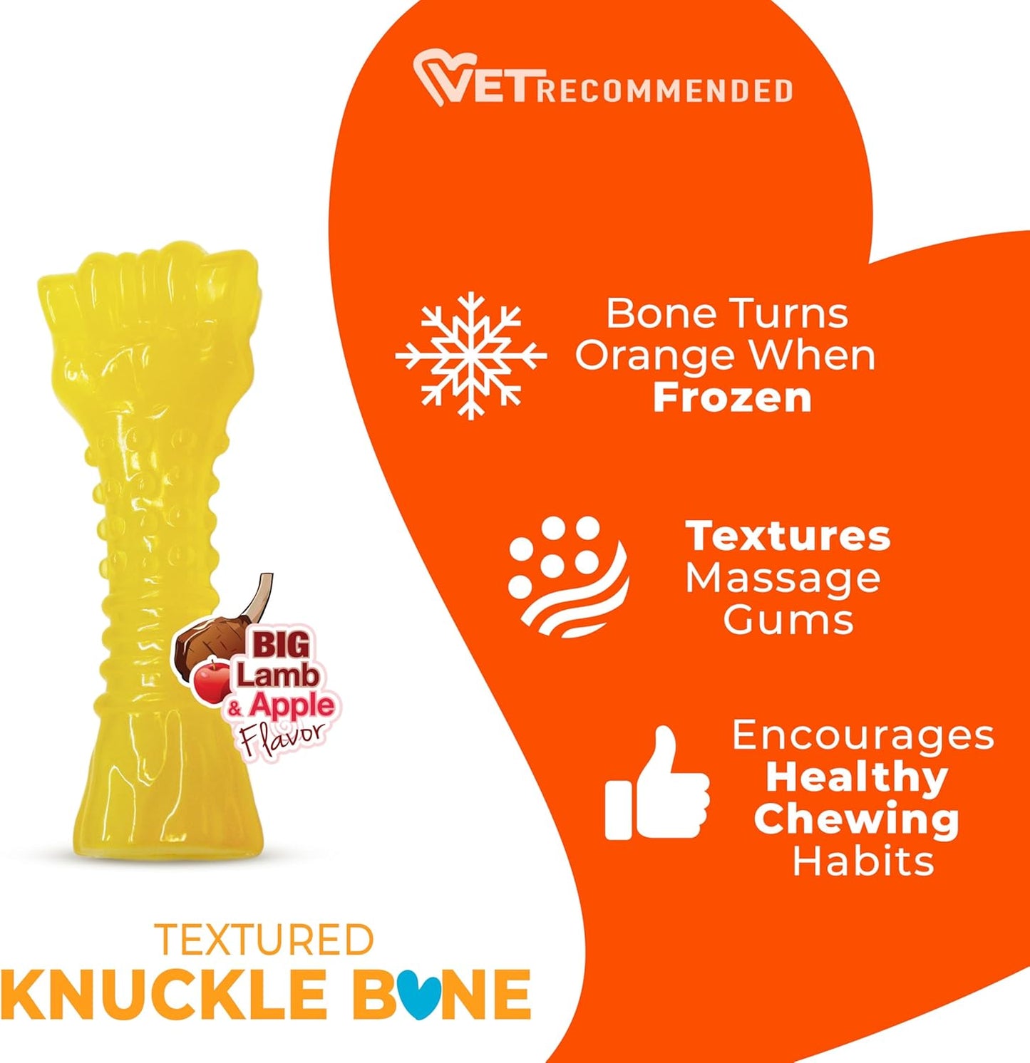 Freezer Knuckle Bone Puppy Chew Toy, Soothing Teething Toys for Puppies, Color Changing, Lamb & Apple Flavor, Small Dogs - up to 25 Lbs., 1 Count