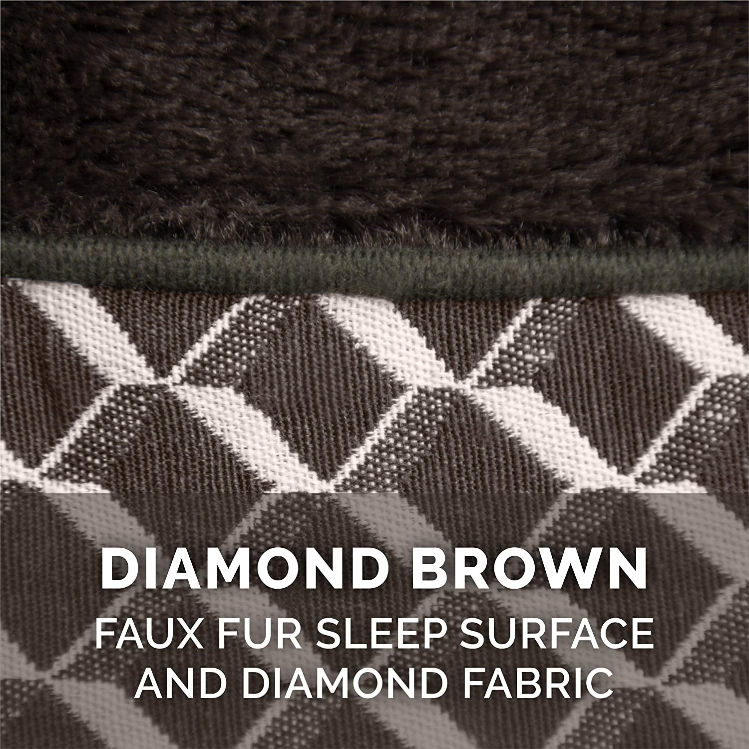 Orthopedic Small Dog Bed with Removable Bolsters and Washable Cover for Dogs Up to 20 lbs - Plush Woven Design in Diamond Brown