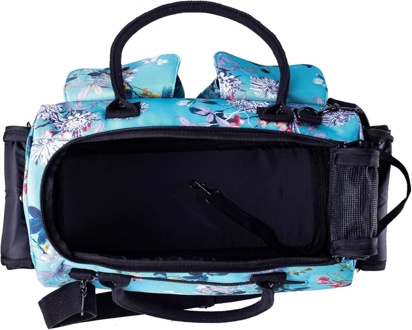 Soft-Sided Pet Carrier for Dogs, Cats, and Rabbits - Breathable Mesh Airline-Approved Travel Tote with Pockets (Turquoise Floral Design)