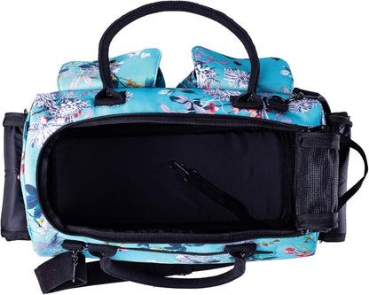 Soft-Sided Pet Carrier for Dogs, Cats, and Rabbits - Breathable Mesh Airline-Approved Travel Tote with Pockets (Turquoise Floral Design)